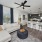 Gray sectional couch in apartment living room