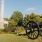Old cannon in front of monument